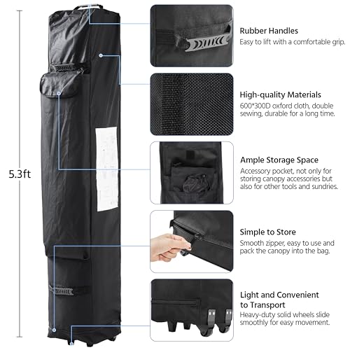 Heavy Duty Pop Up Canopy Tent 10x20 with Wheeled Carry Bag, White Q36763