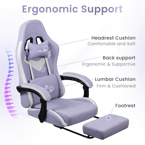 Gaming Chair with Footrest Lumbar Support High Back Recliner Ergonomic Leather L124