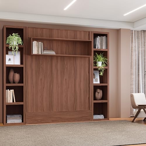 Queen Murphy Wall Bed with Two Bookshelves Z468