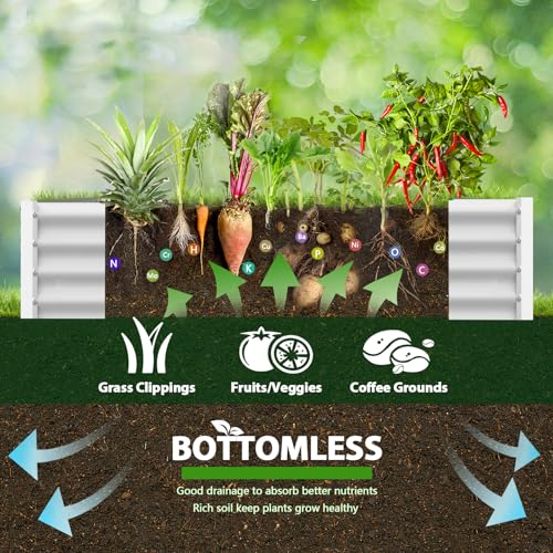 Galvanized Raised Garden Bed Oval Metal Planter Box for Vegetables Flowers U63502