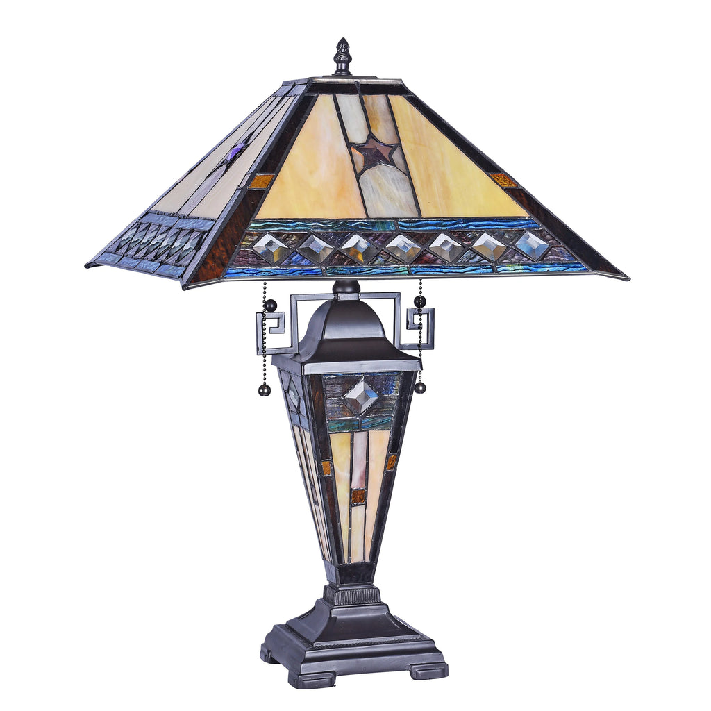Tiffany-Style Double Lit Table Lamp 16" Wide J28674