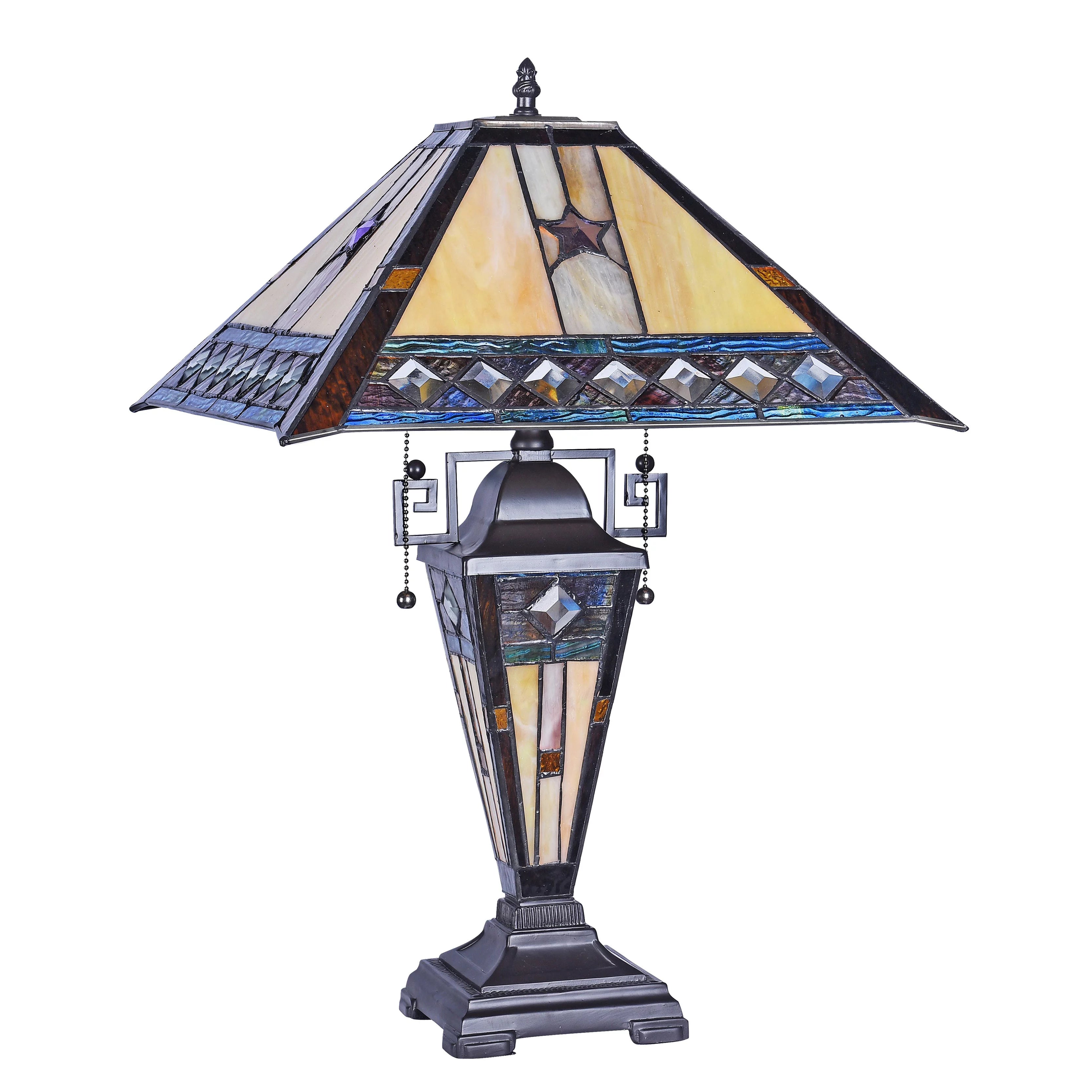 Tiffany-Style Double Lit Table Lamp 16" Wide J28674