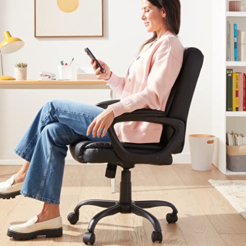 Mid-Back Height Adjustable Office Desk Chair with Armrest, Black R860779