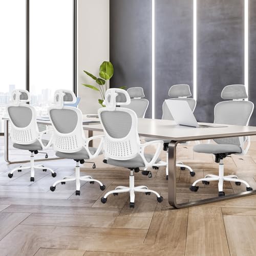 Ergonomic High-Back Mesh Rolling Desk Chair with Adjustable Headrest, Pink S9181