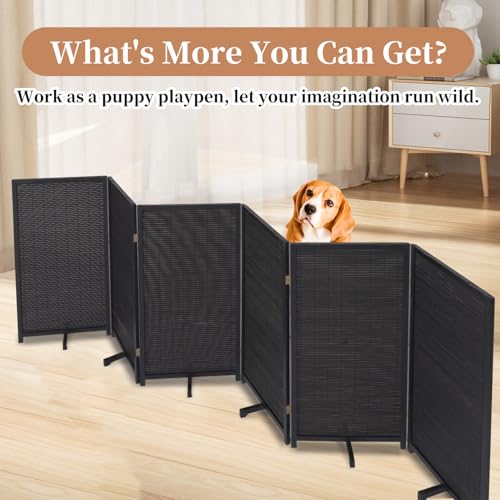 Bamboo Room Divider 4 Panel Freestanding Folding Privacy Screen T33053