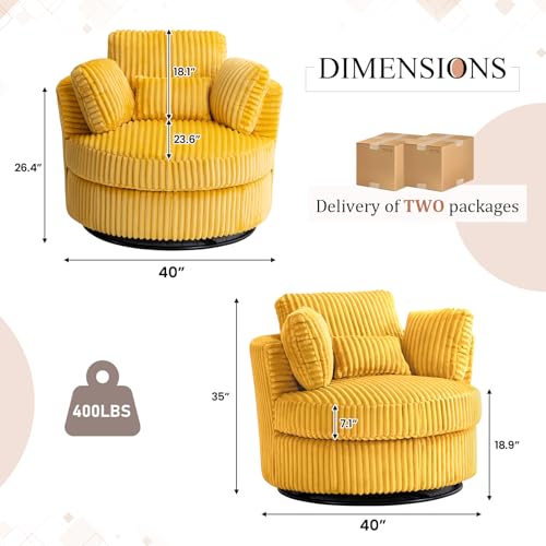 Round Swivel Barrel Chair with Ottoman for Living Room Bedroom G375183