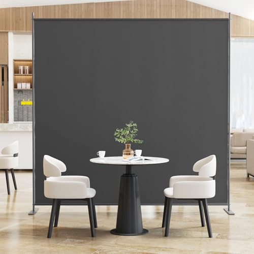 8-Panel 6 ft Tall Indoor Folding Room Divider, Portable Privacy Screen, Freestanding Partition, Dark Grey G253901