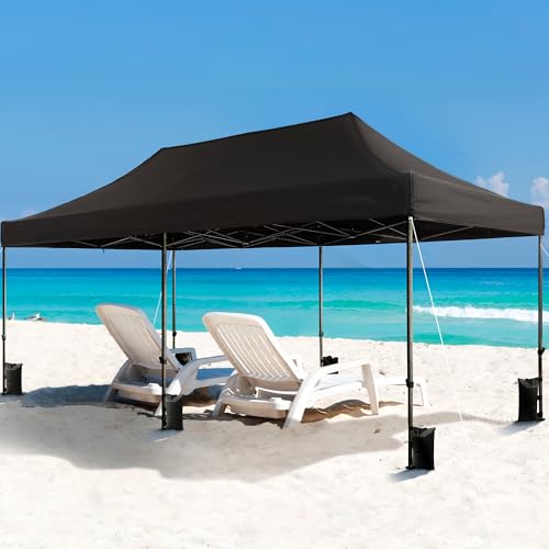 Heavy Duty Pop Up Canopy Tent 10x20 with Wheeled Carry Bag, White Q36763