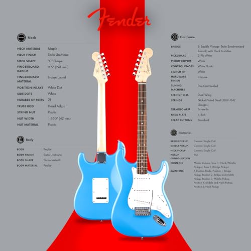Stratocaster Electric Guitar Bundle with Amplifier, Gig Bag, Strap, Cable, Picks, and DVD F102