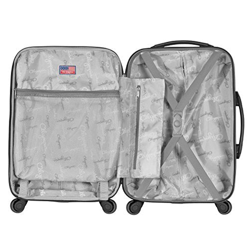Expandable Carry-On Spinner Suitcase with Aluminum Locking System, Purple/Black S15073