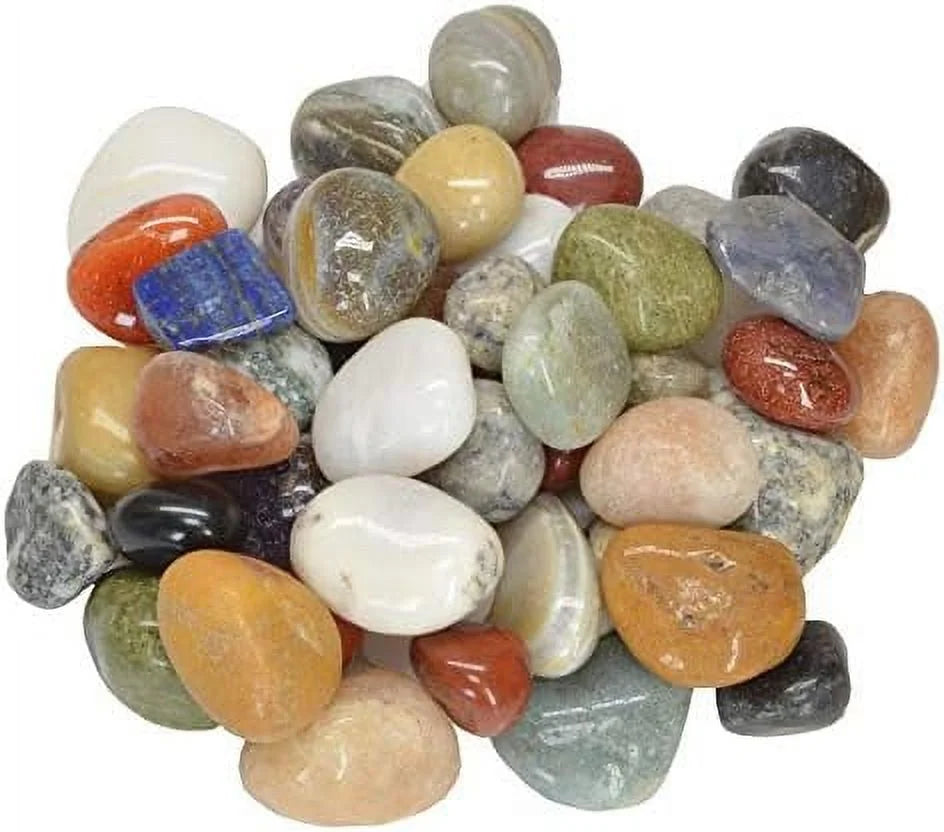 2 lbs Mixed Tumbled Polished Natural Stones, Medium Q574866