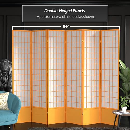 7 ft. Tall Window Pane Shoji Screen Room Divider, 3 Panels, White S15216