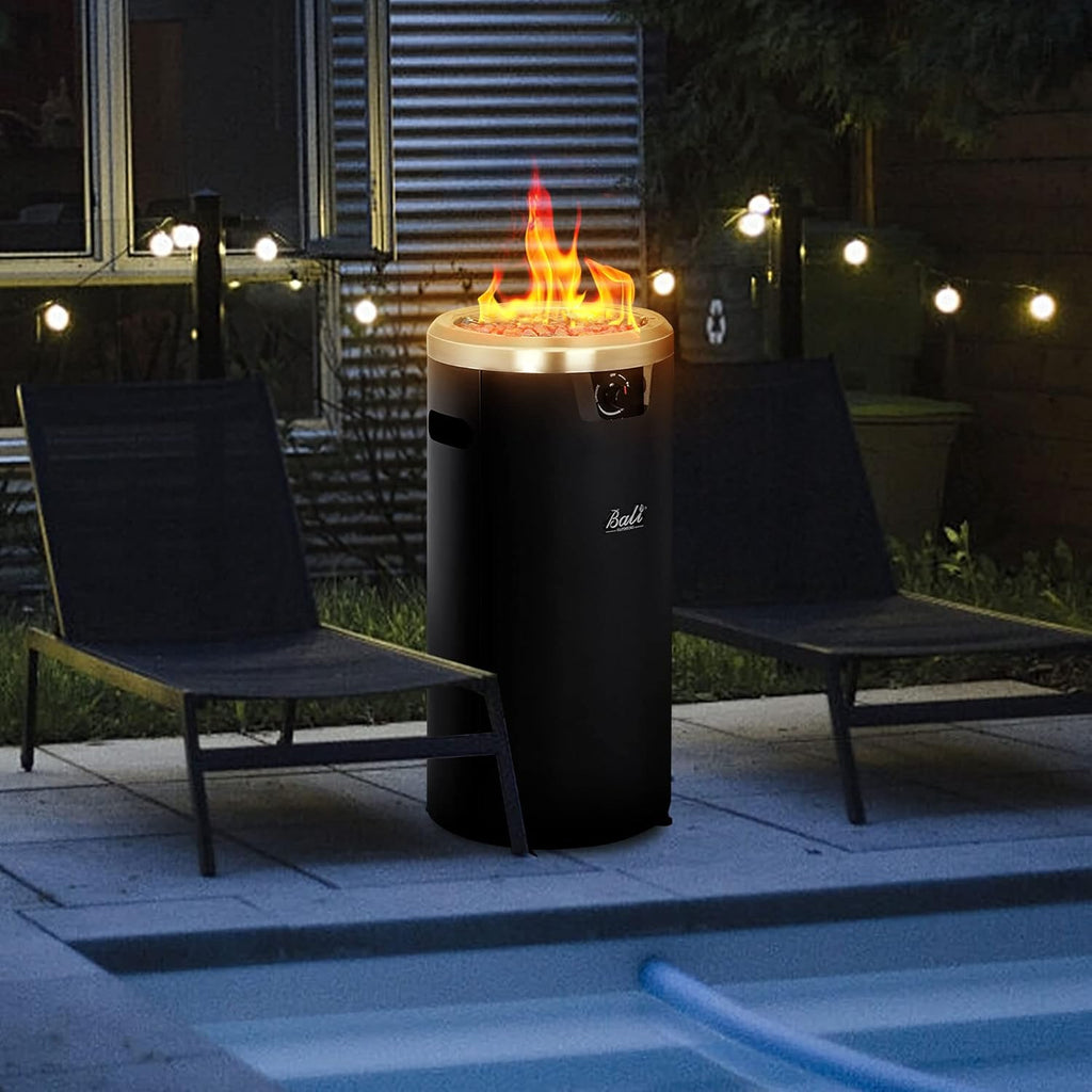 15 inch Round Gas Fire Pit with Blue Fire Glass for Patio I364