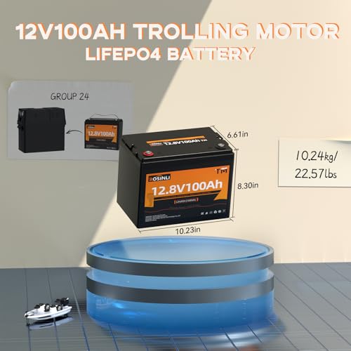 12V 100Ah Group 24 LiFePO4 Battery with 100A BMS, Deep Cycle for RV, Marine, Solar M985