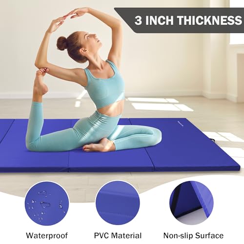 Folding Exercise Gymnastics Mat 4x10x3 Inch with Carrying Handles C40381