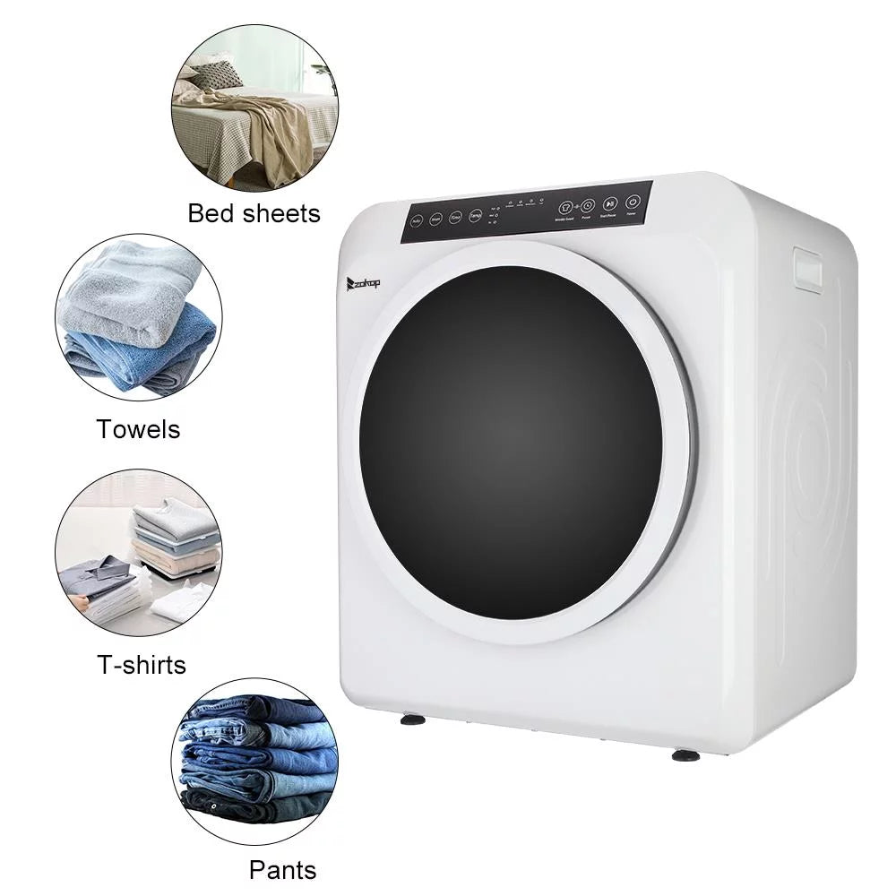 Compact Electric Clothes Dryer 13lbs Capacity Stainless Steel, White W209