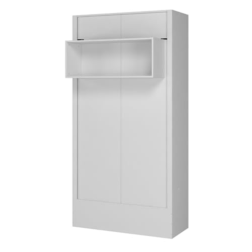 Full Murphy Wall Bed in White with Shelf Q5664