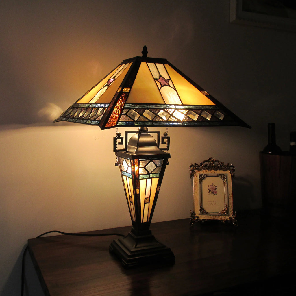 Tiffany-Style Double Lit Table Lamp 16" Wide J28674
