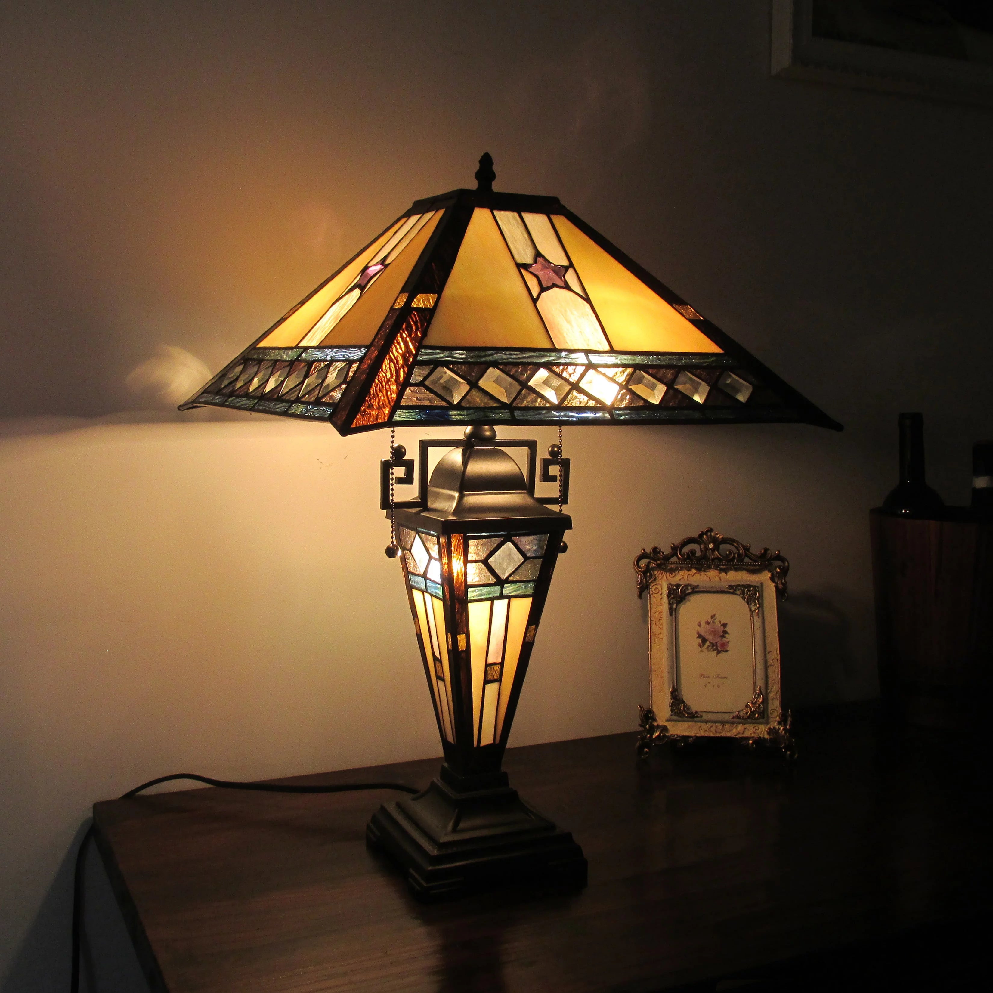 Tiffany-Style Double Lit Table Lamp 16" Wide J28674