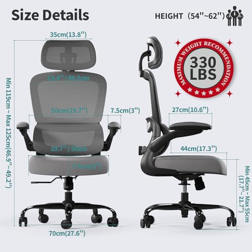 Ergonomic Mesh Office Chair with Wheels, High Back, 330 LBS Capacity A84765