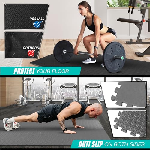 Puzzle Exercise Mat for Home Gym, EVA Interlocking Foam Floor Tiles with Border O344855