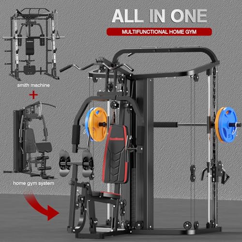 Multifunction Home Gym System with 138LB Weight Stack K907385