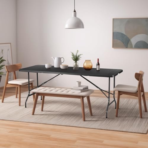 Portable 4 Foot Plastic Folding Table, Indoor Outdoor Heavy Duty, White Y15191