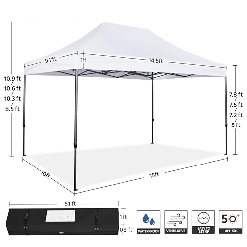 Heavy Duty Pop Up Canopy Tent 10x20 with Wheeled Carry Bag, White Q36763