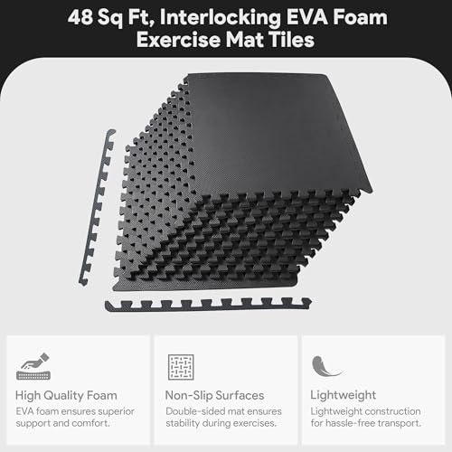 Puzzle Exercise Mat with EVA Foam Interlocking Tiles for MMA, Gymnastics and Home Gym H787