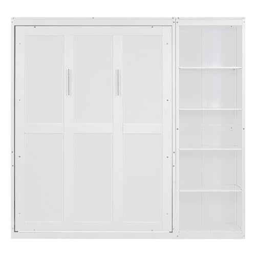 Queen Size Murphy Bed with Cabinet and LED Lights M1232