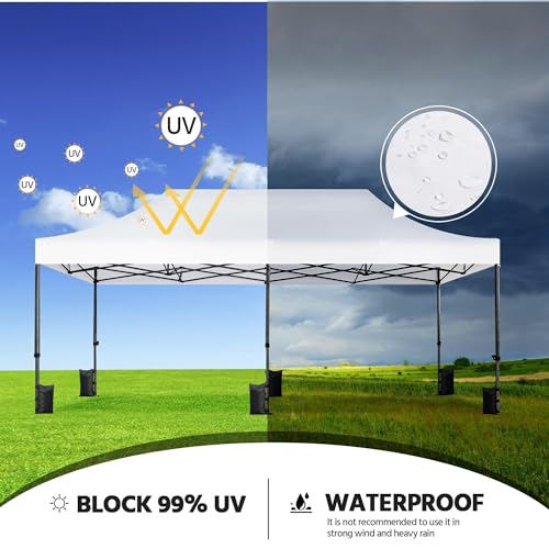 Heavy Duty Pop Up Canopy Tent 10x20 with Wheeled Carry Bag, White Q36763