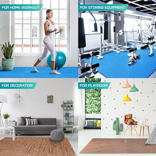 Puzzle Exercise Mat for Home Gym, EVA Interlocking Foam Floor Tiles with Border O344855