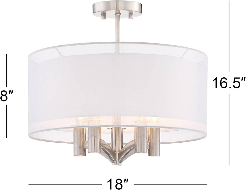 Semi Flush Mount Ceiling Light 18" Wide 5-Light Brushed Nickel P2171