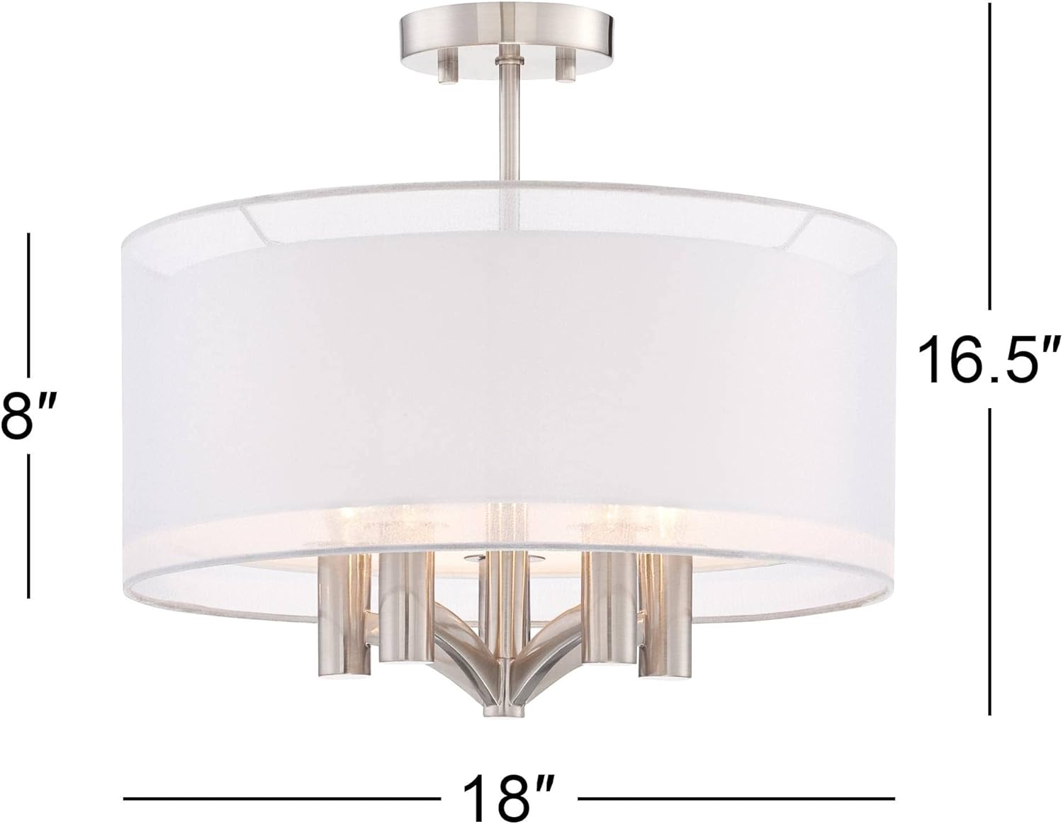 Semi Flush Mount Ceiling Light 18" Wide 5-Light Brushed Nickel P2171