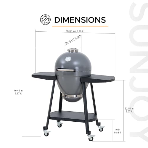 Charcoal Kamado Grill with Pizza Stone and Wheels Y970299