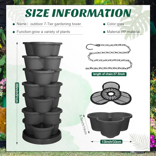 7-Tier Stackable Planter for Indoor Outdoor Gardening R280384