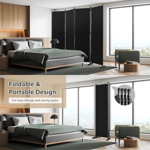 Room Divider 4 Panel, 80" W Portable Wall Divider for Room Separation, Freestanding Folding Privacy Screen Z571231