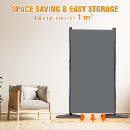 Room Divider Screen 3 Panel Folding Partition with Metal Frame, Grey N348