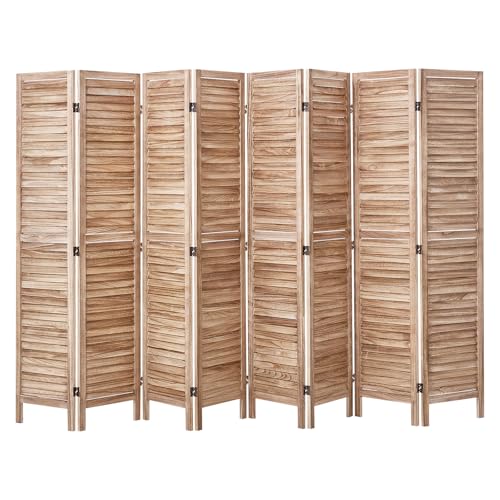 4 Panel Folding Wood Room Divider, 66.9 Inch Tall Privacy Screen I263
