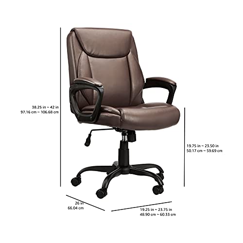 Mid-Back Height Adjustable Office Desk Chair with Armrest, Black R860779