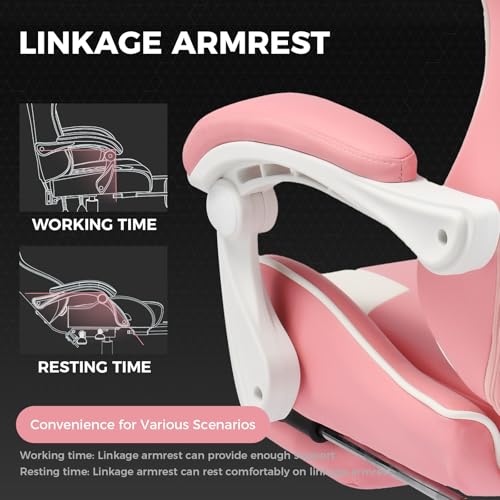 Gaming Chair with Footrest and Lumbar Support, Height Adjustable, Blue Y9034