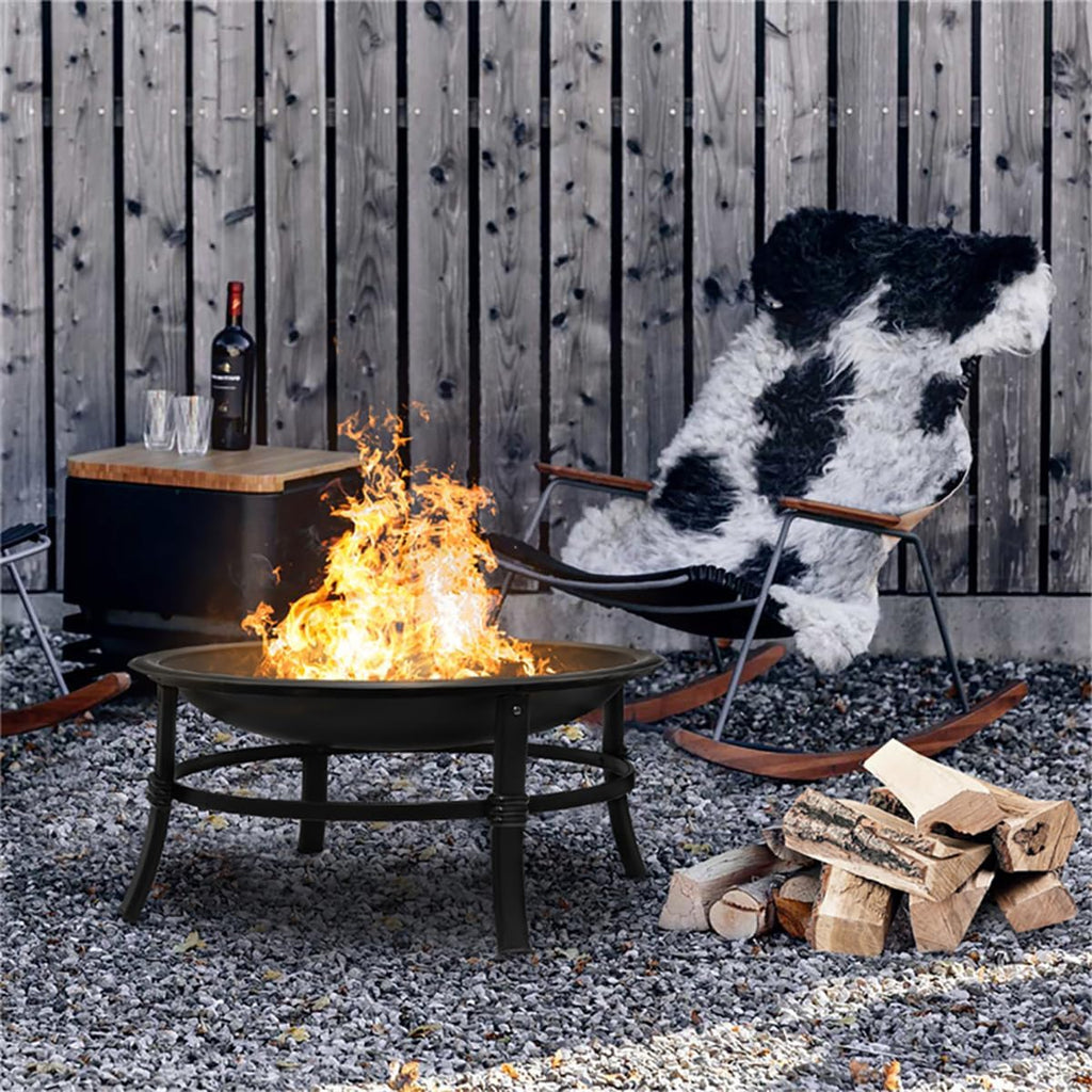 Outdoor Wood Burning Fire Pit with Spark Screen and Log Grate M2142