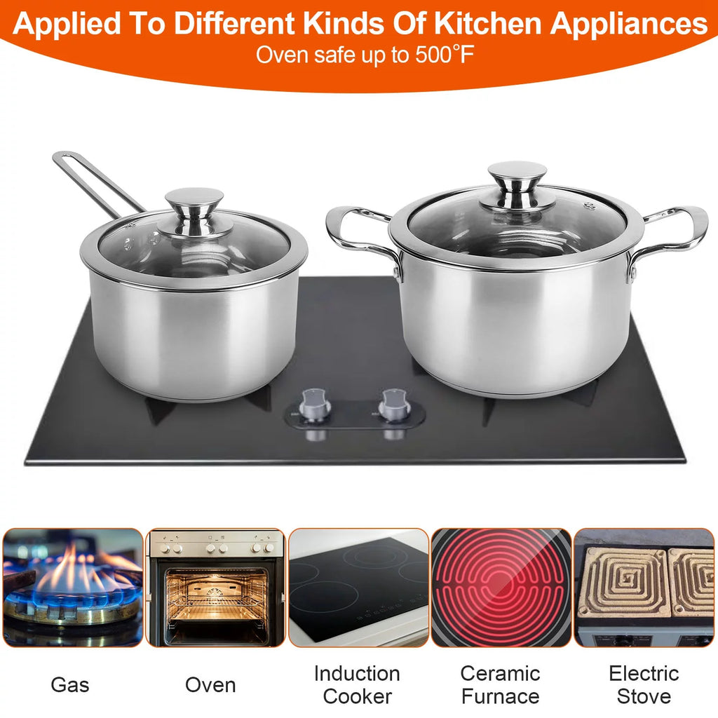 Stainless Steel Cookware Set with Stockpot, Saucepan, and Frying Pan D755813