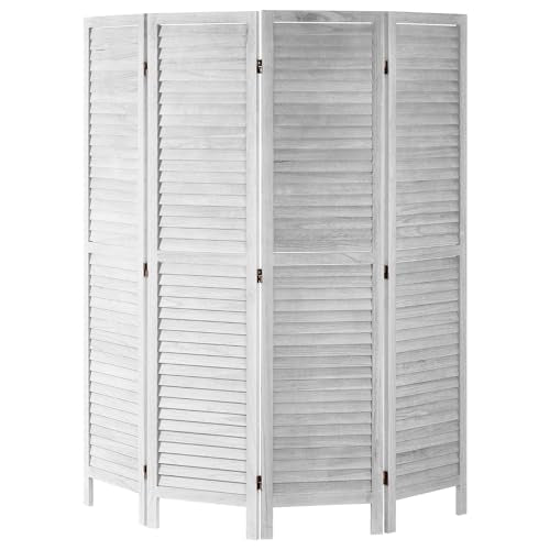 4 Panel Folding Wood Room Divider, 66.9 Inch Tall Privacy Screen I263
