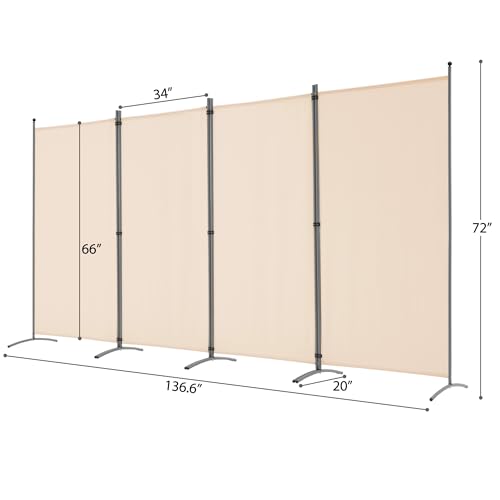 3 Panel Room Divider Folding Partition Privacy Screens, Freestanding Fabric Panel, 102" W x 71" H S7520