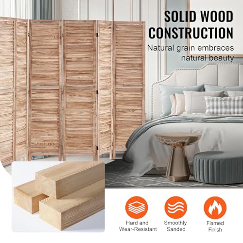 4 Panel Folding Wood Room Divider, 66.9 Inch Tall Privacy Screen I263
