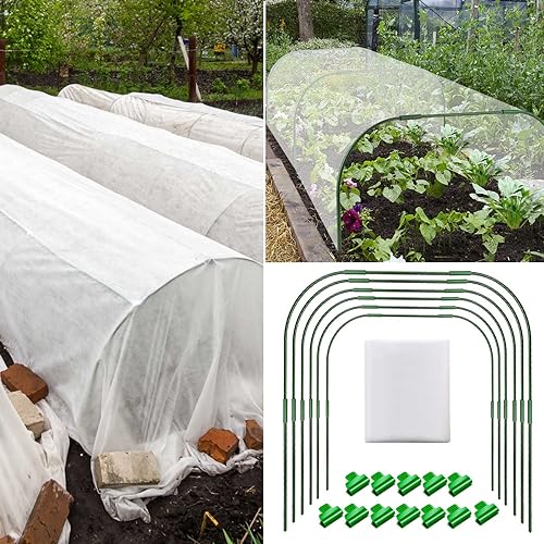 Greenhouse Hoops Grow Tunnel for Raised Garden Beds, DIY Plant Support Stakes E827754