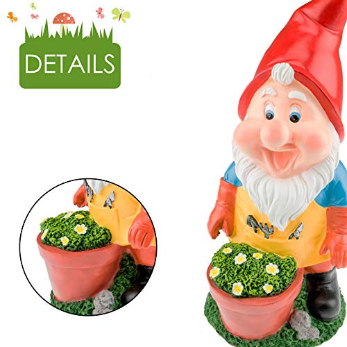 Garden Gnome Figurine Polyresin Statue for Lawn, 11 Inches R632945