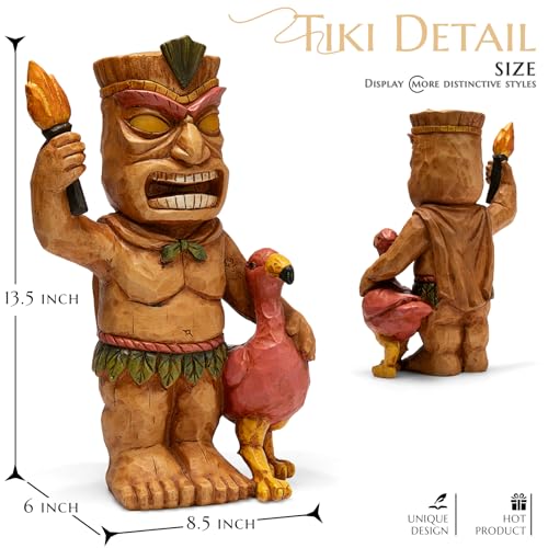 Solar Powered Tiki Statue Garden Decoration with Light F336