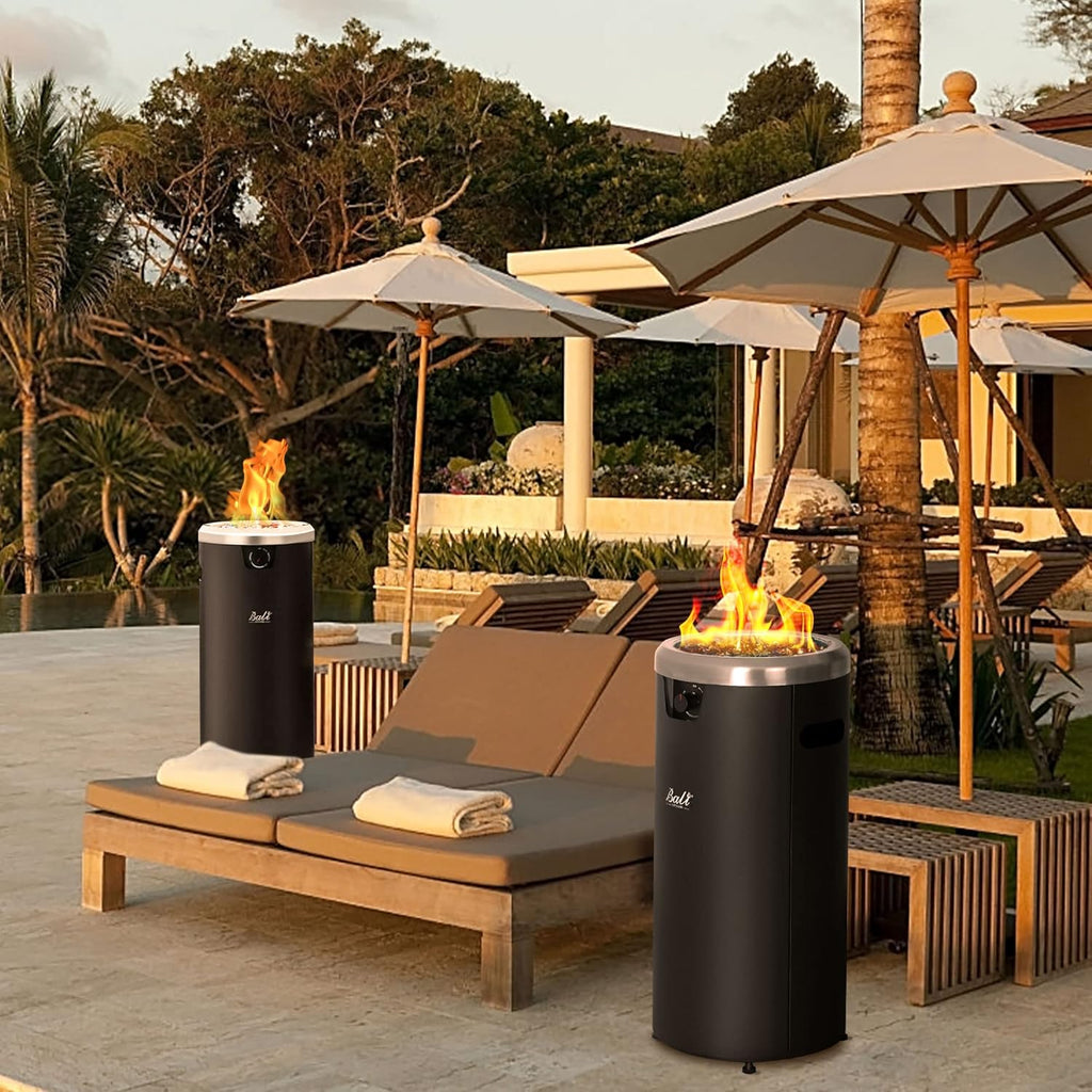 15 inch Round Gas Fire Pit with Blue Fire Glass for Patio I364